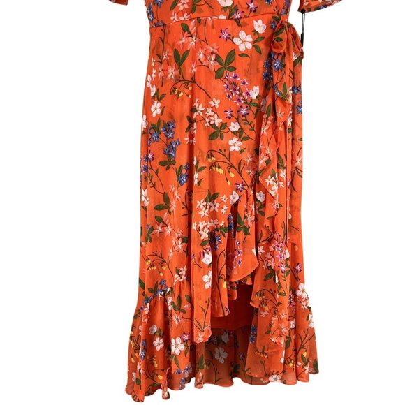 Calvin Klein NWT Womens 6 Floral Chiffon Ruffle Midi Dress Fairycore Bloomcore - Picture 5 of 16